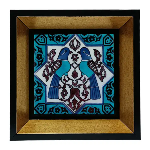 تابلو کاشی طرح نقش سنتی پرنده مدل tkk301