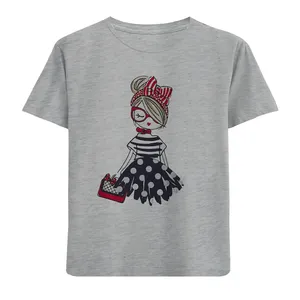 تی شرت آستین کوتاه دخترانه مدل دختدامن خالخالی D111