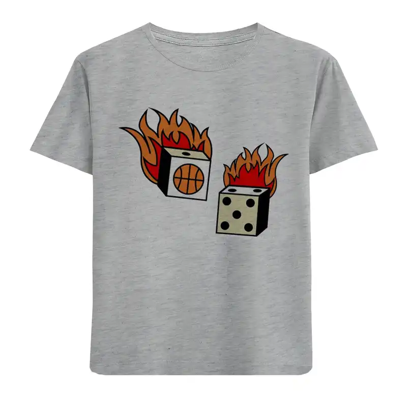 تی شرت آستین کوتاه بچگانه مدل تاس وشعله D126