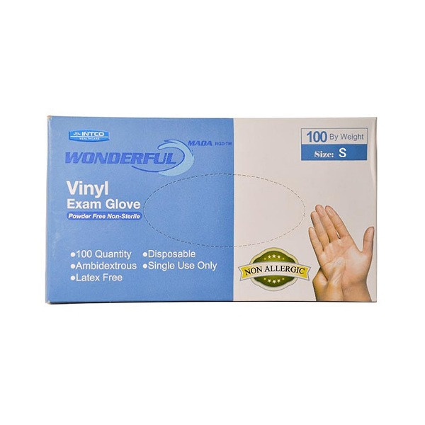 دستکش وینیل اینتکو مدل واندرفول سایز اسمال بسته ۱۰۰ عددی