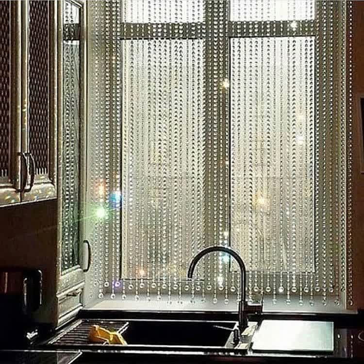 پرده ریشه ای آریا کریستال مدل کوتاه و بلند سایز 100x150 سانتی متر