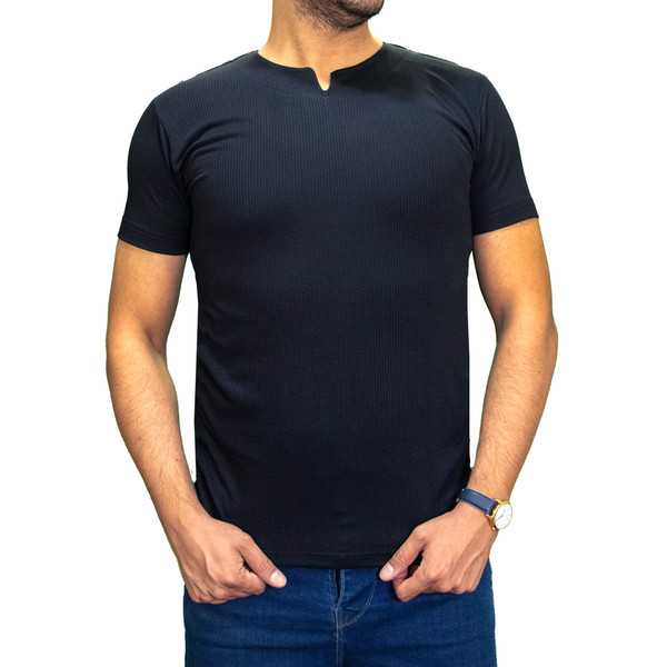 تی شرت آستین کوتاه مردانه کاملیا مدل کوبایی کد 51677 رنگ مشکی