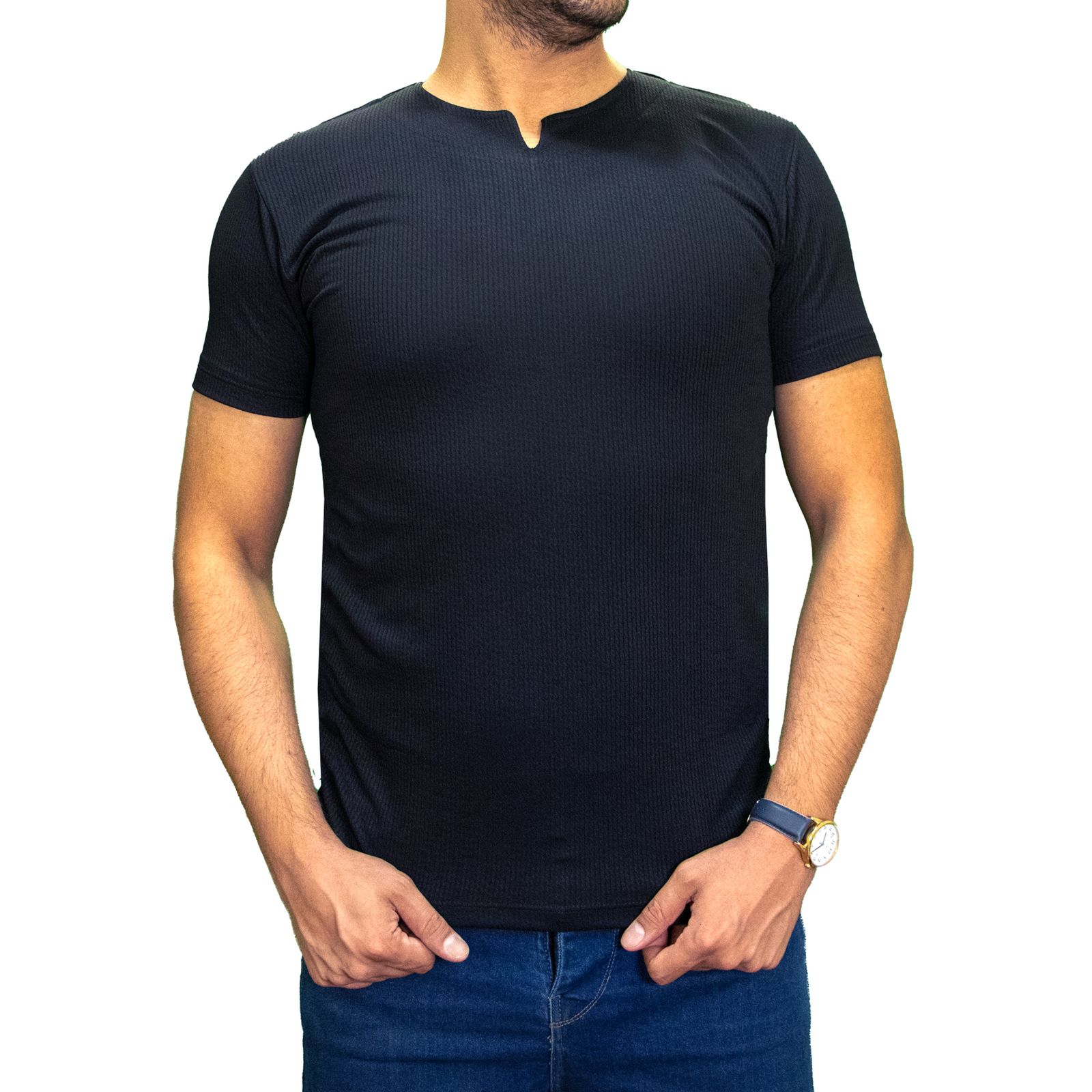 تی شرت آستین کوتاه مردانه کاملیا مدل کوبایی کد 51677 رنگ مشکی -  - 1
