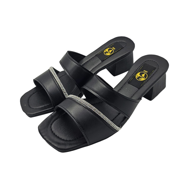 صندل زنانه سیی مدل شاین نگین دار کد 2093