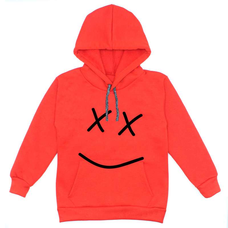 هودی پسرانه مدل لبخند A42 رنگ قرمز