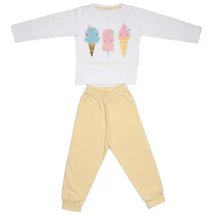 ست تی شرت و شلوار دخترانه کیدزیت مدل چاپ بستنی KT4