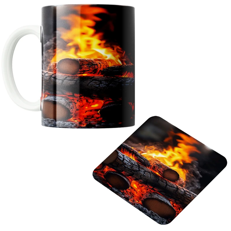 ماگ پاد آفرین مدل هیزم کد 01 به همراه زیر لیوانی