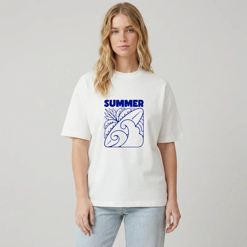 تی شرت آستین کوتاه زنانه پنبه طرح summer