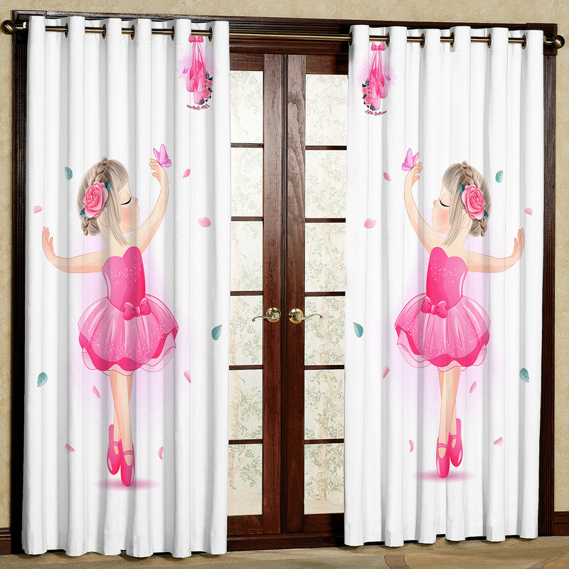 پرده کودک مدل دختر و پروانه و گلبرگ هازان پانچی کد 4353R سایز 140x200 سانتی متر