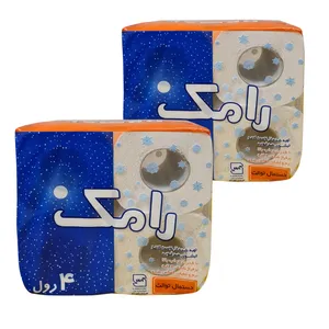 دستمال توالت رامک مدل چهار قلو مجموعه 2 عددی