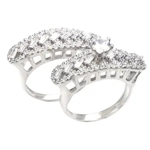 انگشتر نقره زنانه مدل emerald01 مجموعه 2 عددی