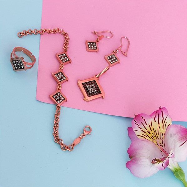 نیم ست زنانه مدل مارگازیت مربع کد JW371