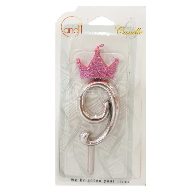 شمع تولد مدل تاج کوئین اکلیلی عدد 9