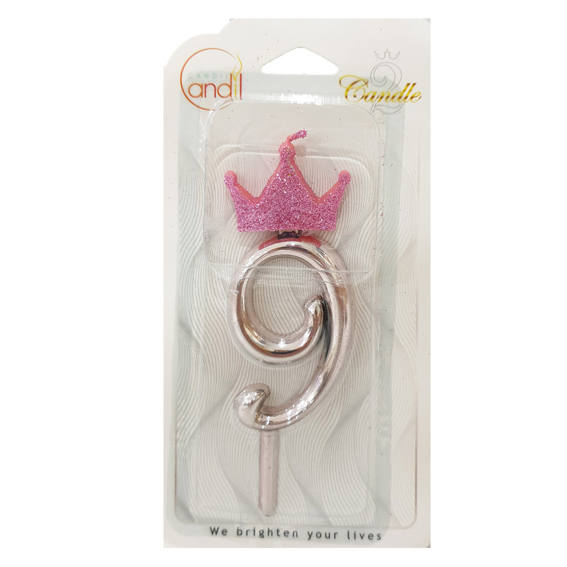 شمع تولد مدل تاج کوئین اکلیلی عدد 9