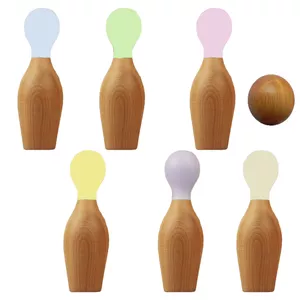 اسباب بازی زینتی کانگورو مدل بولینگ چوبی مجموعه 7 عددی
