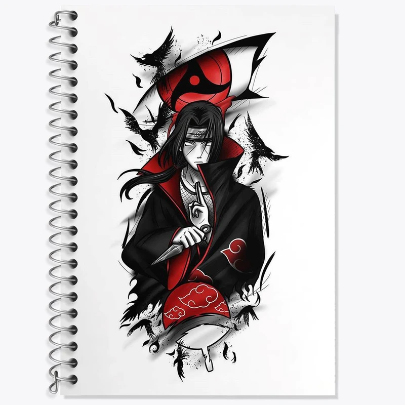 دفتر زبان 50 برگ خندالو مدل دو خط طرح انیمه ناروتو شارینگان کد 10565