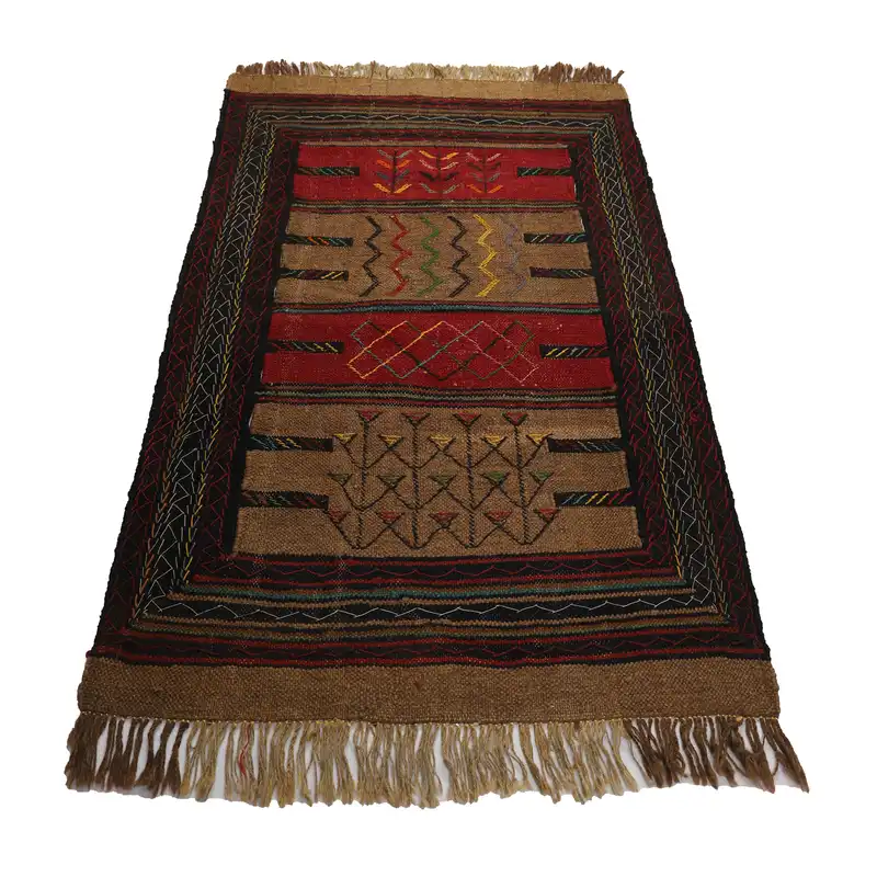 گلیم دستبافت دو متری مدل سفره کردی کد 4020535