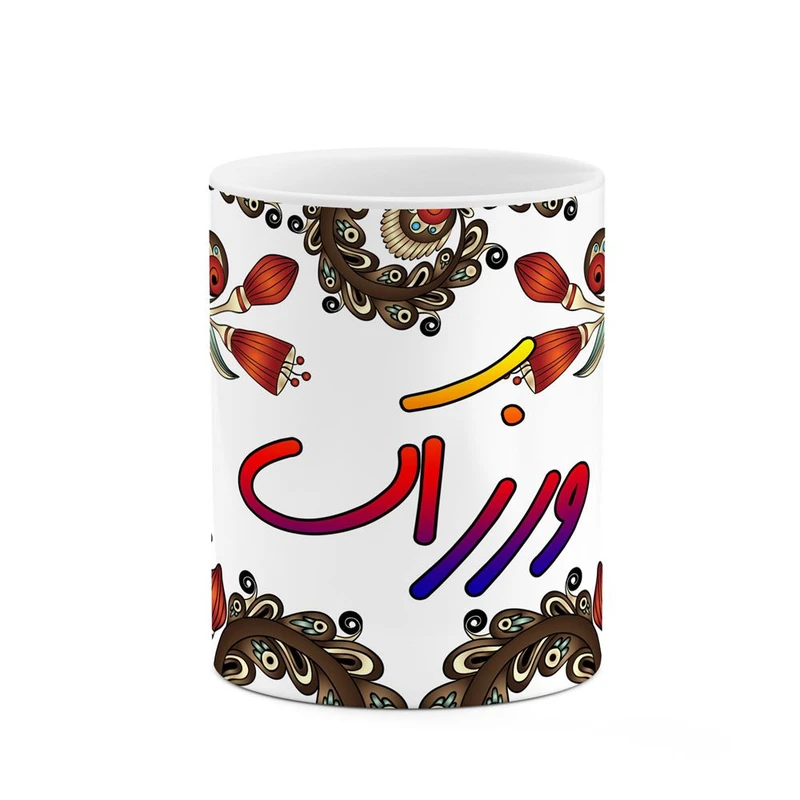 ماگ کاکتی مدل اسم ورزاک طرح سنتی گل و بته کد mgh48396