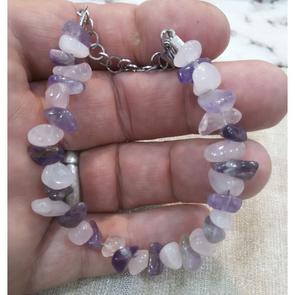 دستبند مدل آمتیست و رزکوارتز دستبند مدل آمتیست و رزکوارتز