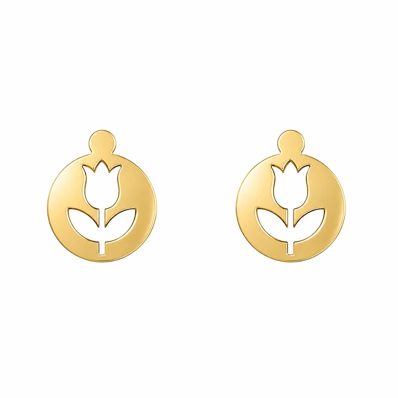 گوشواره طلا 18 عیار زنانه مدوپد مدل گل کد GA1-12477