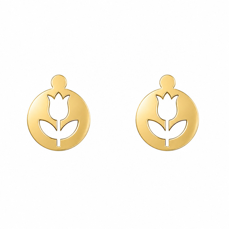 گوشواره طلا 18 عیار زنانه مدوپد مدل گل کد GA1-12477
