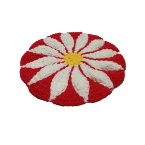 زیر قابلمه ای بافتنی طرح گل مدل 01