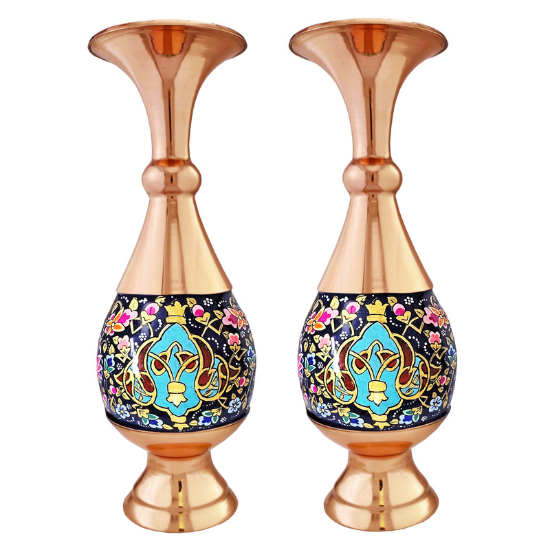 گلدان مسی نگارستان نيلی مدل پرداز کد JR-gld20 بسته 2 عددی