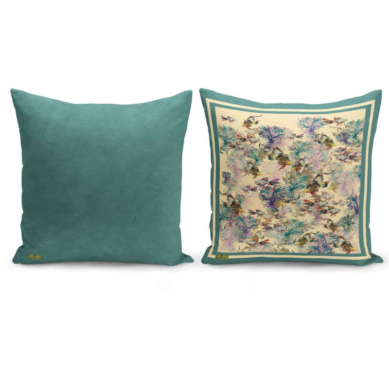 کاور کوسن ریحانلوکس مدل ماهی کد RH111 سایز 43*43 سانتی متر مجموعه 2 عددی