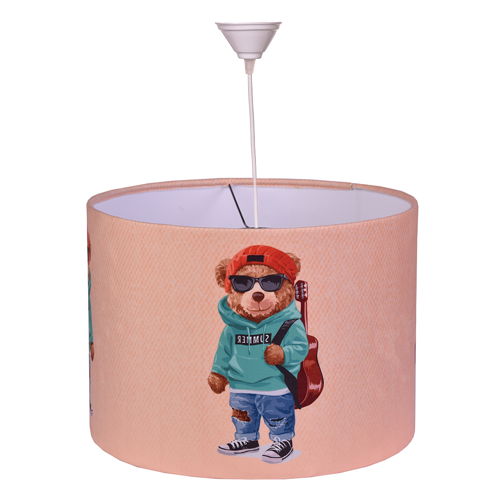 ساعت دیواری کودک مدل خرس کلاهدار به همراه لوستر سقفی و آباژور رومیزی