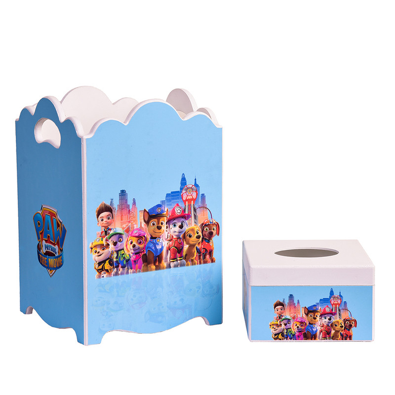 ست سطل و جادستمال کاغذی اتاق کودک مدل سگ های نگهبان