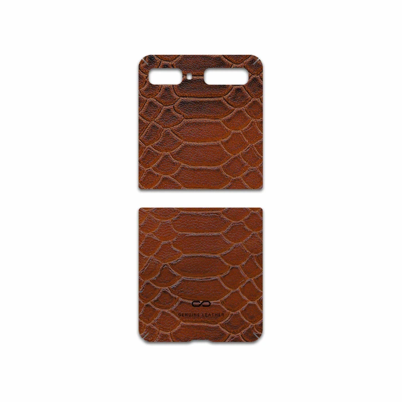 برچسب پوششی ماهوت مدل Brown-Snake-Leather مناسب برای گوشی موبایل سامسونگ Galaxy Z Flip