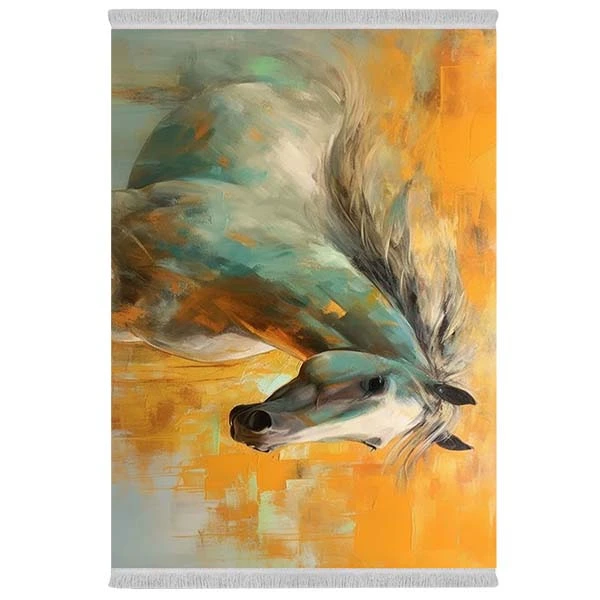 فرش پارچه‌ای دفه مدل فرشینه شانل مخمل طرح فانتزی کد 7204