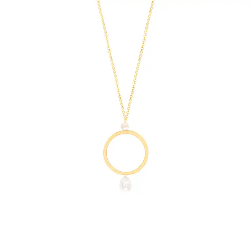 گردنبند طلا 18 عیار زنانه پرسته مدل دایره مروارید