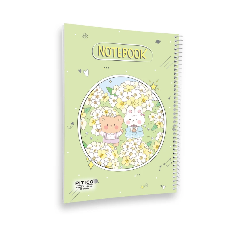 دفتر مشق 60 برگ پیتیکو مدل مجلد طرح خرگوش و سگ کد 362