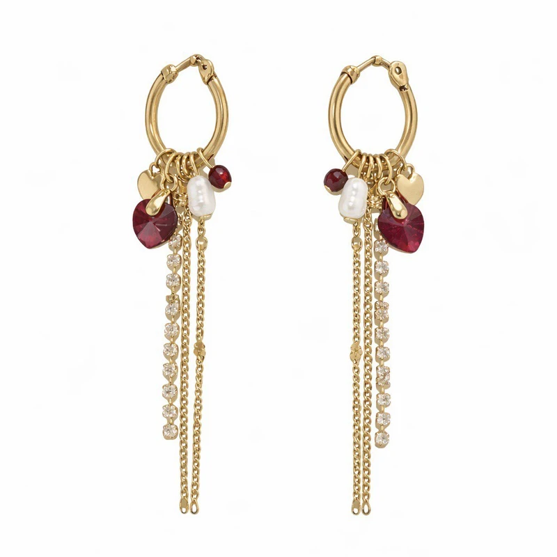 گوشواره حلقه‌ای زنانه مدل قلبی