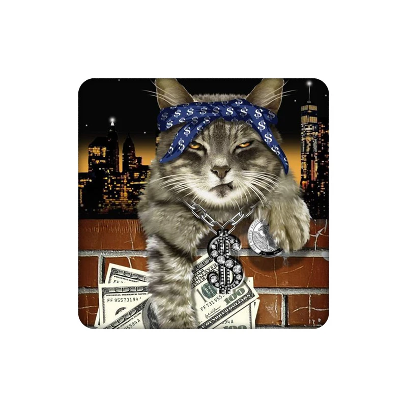 زیرلیوانی طرح گربه پولدار  کد 1184371