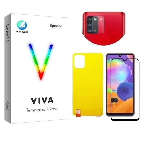 محافظ صفحه نمایش جانبو مدل FUL مناسب برای گوشی موبایل Galaxy A31 به همراه محافظ پشت گوشی و محافظ لنز دوربین