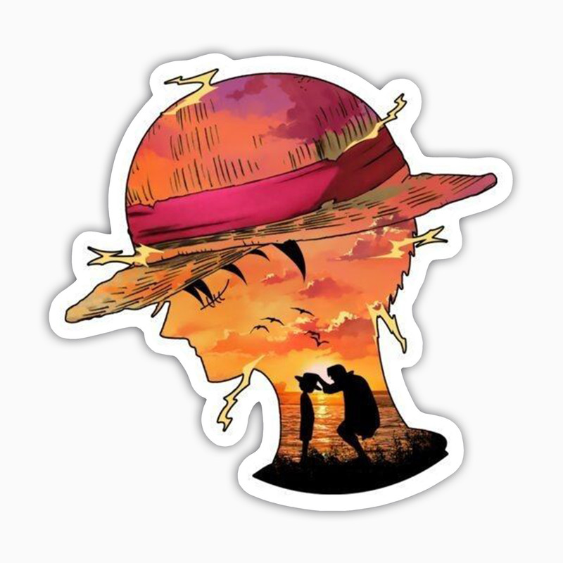 استیکر لپ تاپ و موبایل بووم طرح انیمه One Piece مدل Luffy کد BG32