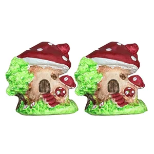 مجسمه مدل خانه قارچی مینیاتوری مجموعه 2 عددی