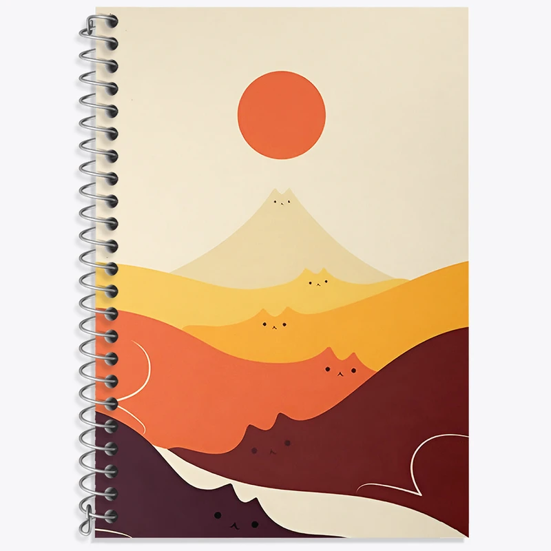 دفتر زبان 50 برگ خندالو مدل سه خط طرح کوه گربه ای کد N5683