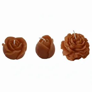 شمع دست‌ساز طرح الاله لاله و رز مجموعه سه عددی