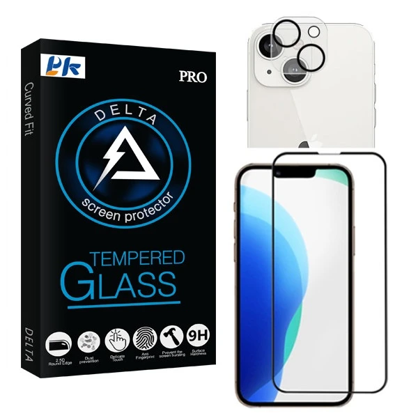 محافظ صفحه نمایش دلتا مدل پي كي مناسب برای گوشی موبایل اپل iPhone 13 Mini به همراه محافظ لنز دوربین