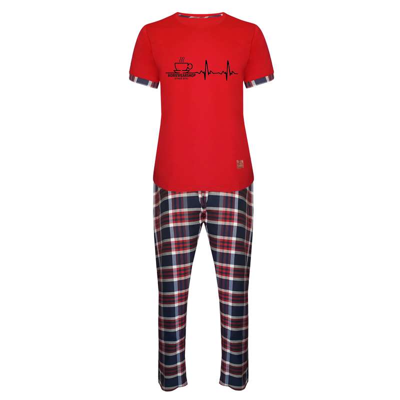 ست تی شرت و شلوار مردانه لباس خونه مدل طه 000523 کد 6421643 رنگ قرمز