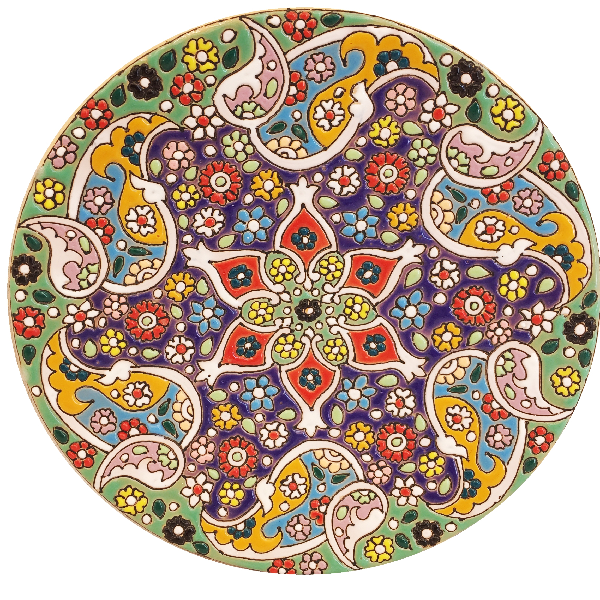 بشقاب میناکاری سفالی زمانیان کد ZMN15027