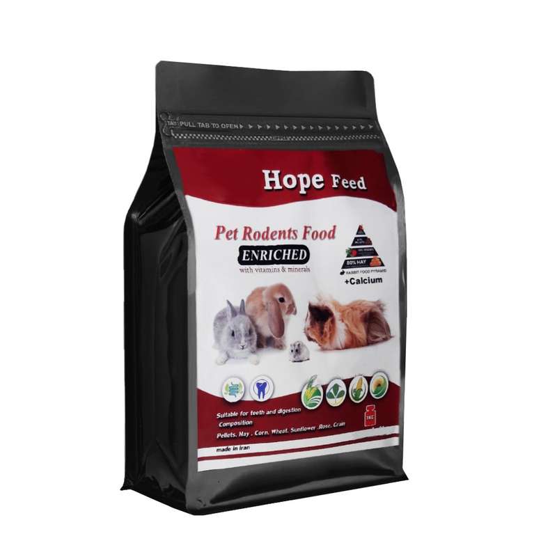 غذای جوندگان هوپ فید مدل پلت یونجه وزن 1000 گرم به همراه سنگ کلسیم 