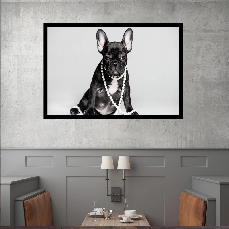 تابلو بکلیت طرح سگ سیاه مدل قاب شاسی B-s7711