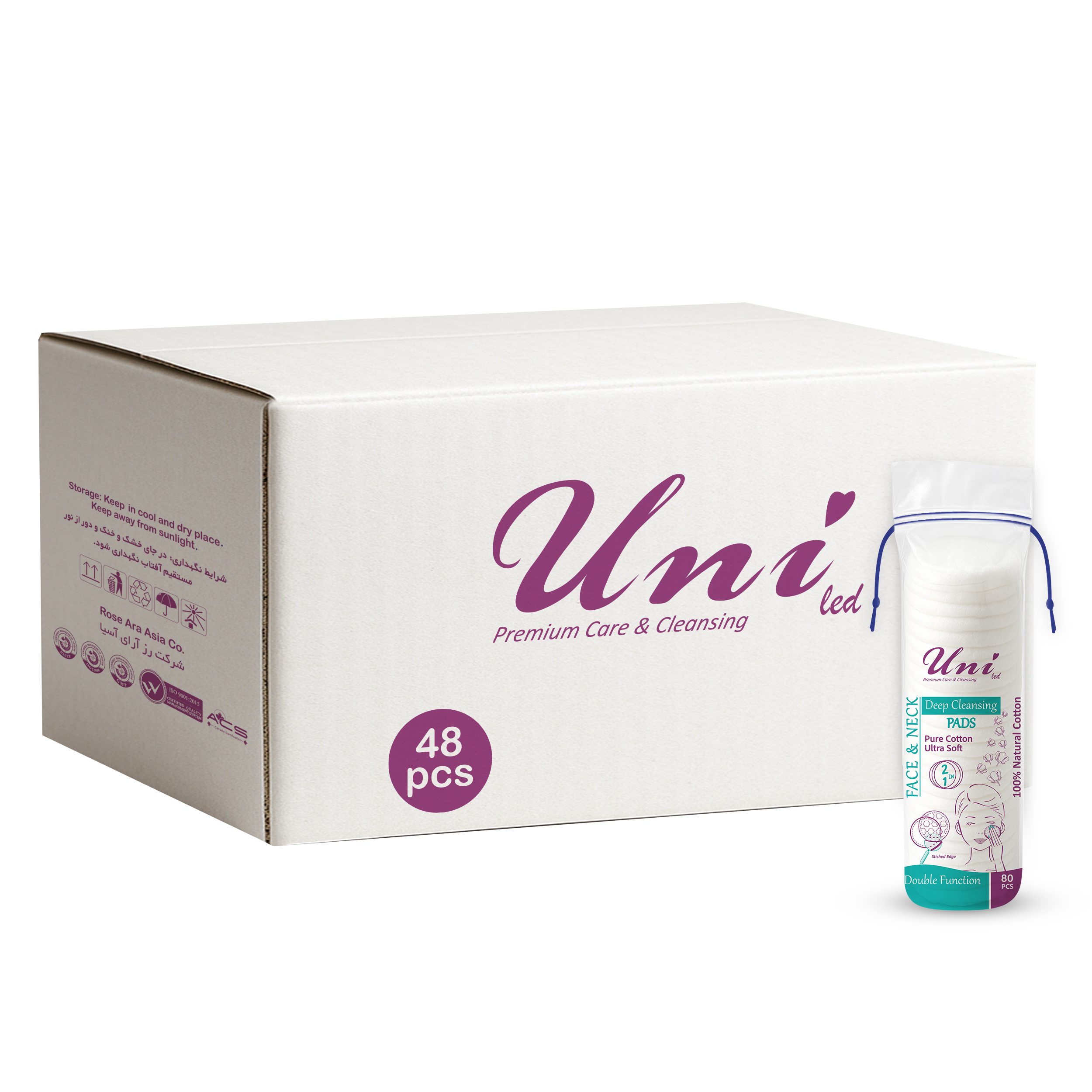 پد پاک‌کننده آرایش صورت یونی لد مدل Ultra Soft چهل و هشت بسته 80 عددی