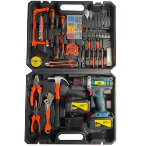 ریل پیچ گوشتی چکشی شارژی 10 میلی متری 212 ولت جاب مدل jb-212 accessories مجموعه 199 عددی