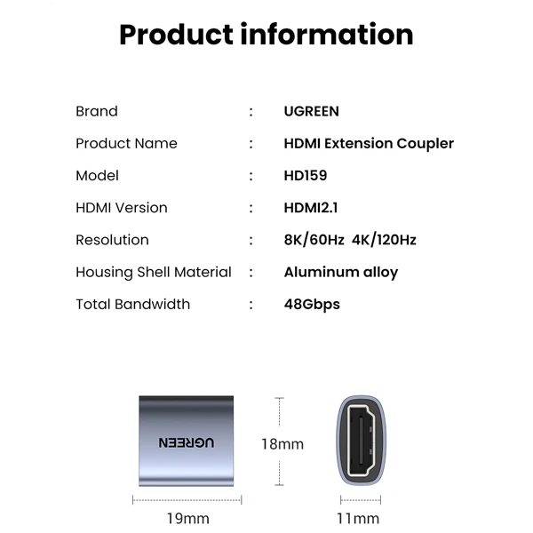 عکس شماره 11 : مبدل افزایش طول hdmi یوگرین مدل hd159-90592