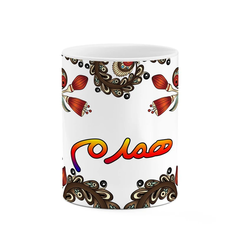 ماگ کاکتی مدل اسم همدم طرح سنتی گل و بته کد mgh48279